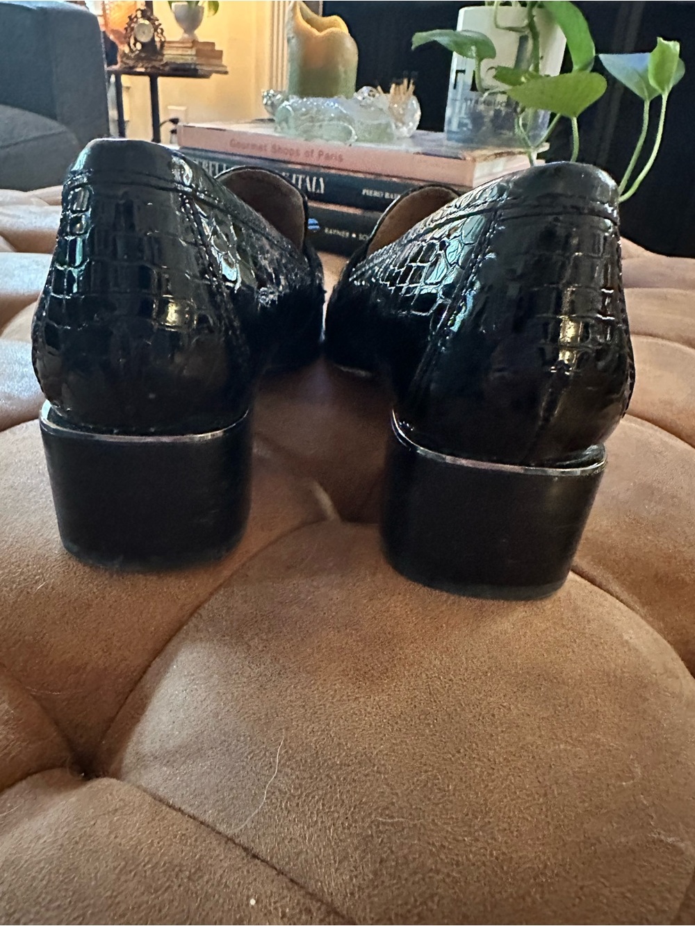 Donald J. Pliner Black Croc-Embossed Tassel Loafers - Picture 7 of 7